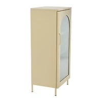Hello Honey® 40" Solstice Narrow Metal Accent Cabinet with Adjustable Storage Shelves and Arched Glass Door