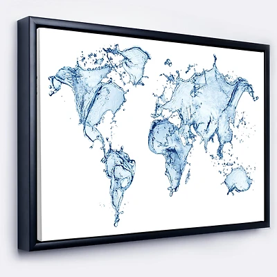 Designart - World Map Water Splash