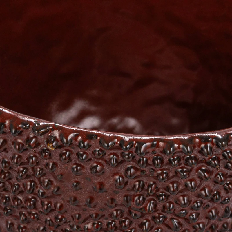 Hello Honey® 6" Brown Reactive Glaze Stoneware Organic Shaped Planter with Raised Dots