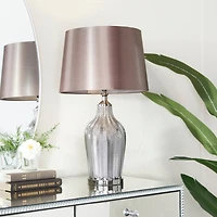 Black Linen Contemporary Table Lamp, 25" x 17" x 15"