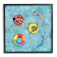 Stupell Industries Swimmers In Pool Inner Tube Cool Blue Water in Frame Wall Art