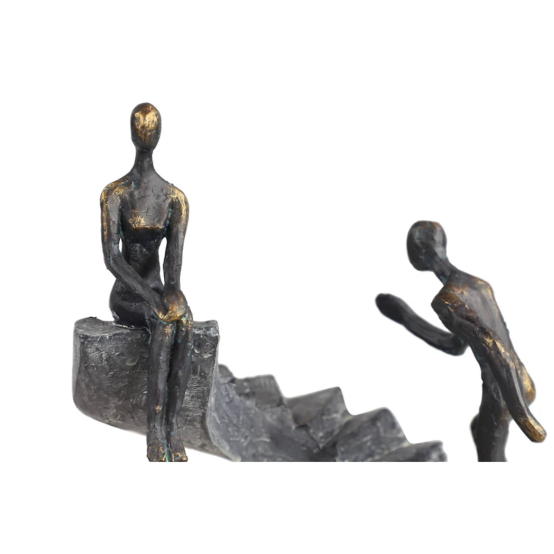 14" Black Modern Couple Sculpture