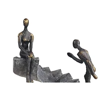 14" Black Modern Couple Sculpture