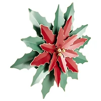 16.25" Large Red and Green Metal Poinsettia Christmas Wall Hanging