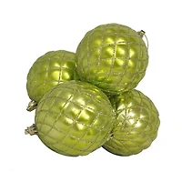 4ct Shiny Green Kiwi Diamond Shatterproof Ball Ornaments