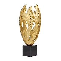 Gold Aluminum Contemporary Sculpture, 23" x 10" x 10"