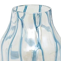 17" Clear Vase with Wavy Blue Design