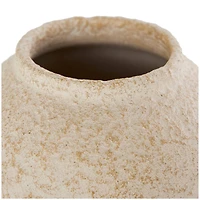 12" Cream Ceramic Hourglass Textured Vase