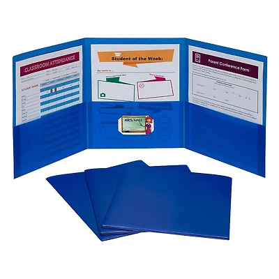 C-Line® Blue 3-Pocket Poly Portfolios, 24ct.