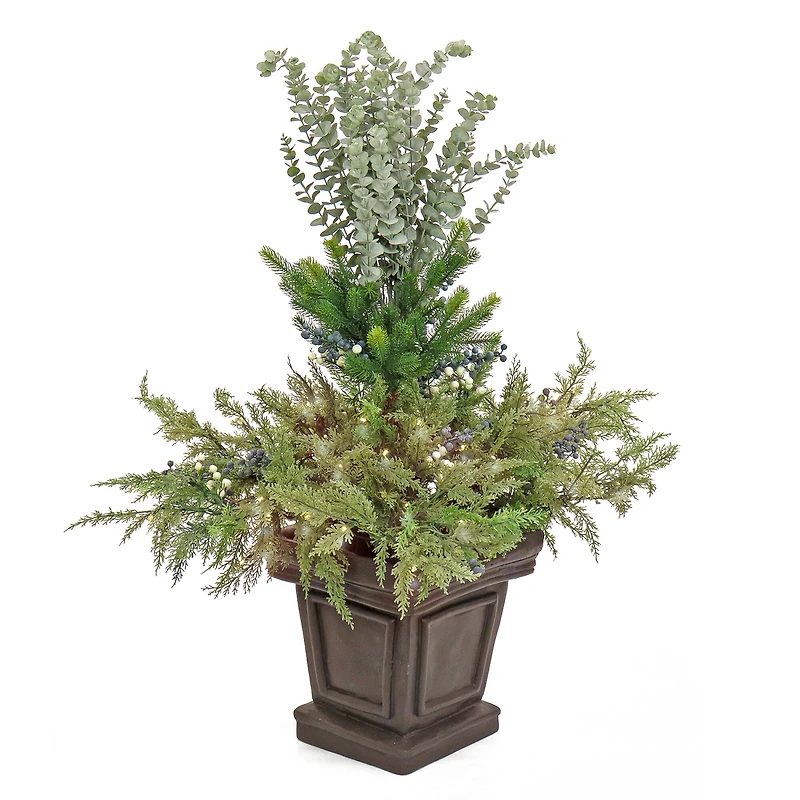 4ft. Green LED Evergreen & Eucalyptus Arrangement in Urn