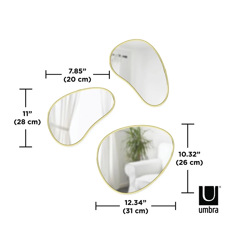 Umbra Brass Hubba Pebble Mirror Set 