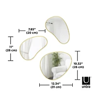 Umbra Brass Hubba Pebble Mirror Set 