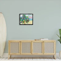 Stupell Industries Merry Beachy Christmas Holiday Palm Framed Floater Canvas Wall Art