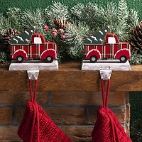 Glitzhome® Red Truck Stocking Holder Set