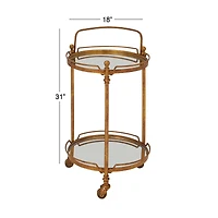 Brass Iron Bar Cart, 31" x 19" x 18"