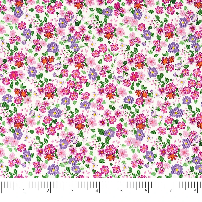 SINGER Packed Pink Flowers Cotton Fabric