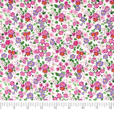 SINGER Packed Pink Flowers Cotton Fabric