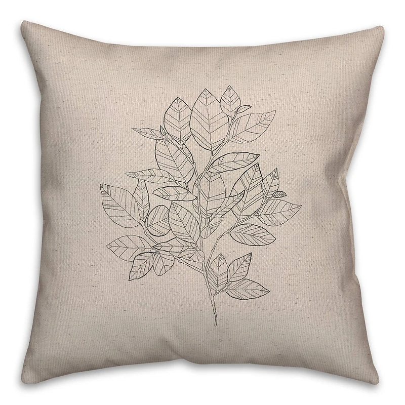 Sketched Leaf Bundle Throw Pillow