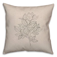 Sketched Leaf Bundle Throw Pillow