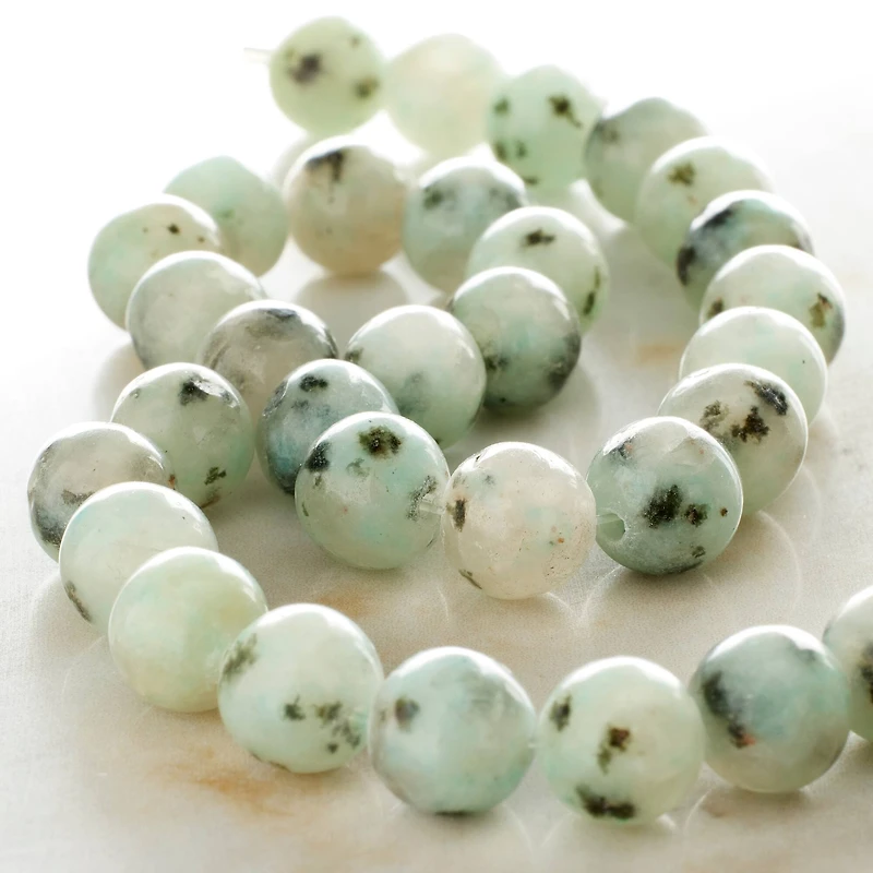 White Kiwi Stone Round Beads, 8mm by Bead Landing™