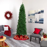 9ft. Pre-Lit Green Mountain Pine Artificial Christmas Tree, Clear LED Lights