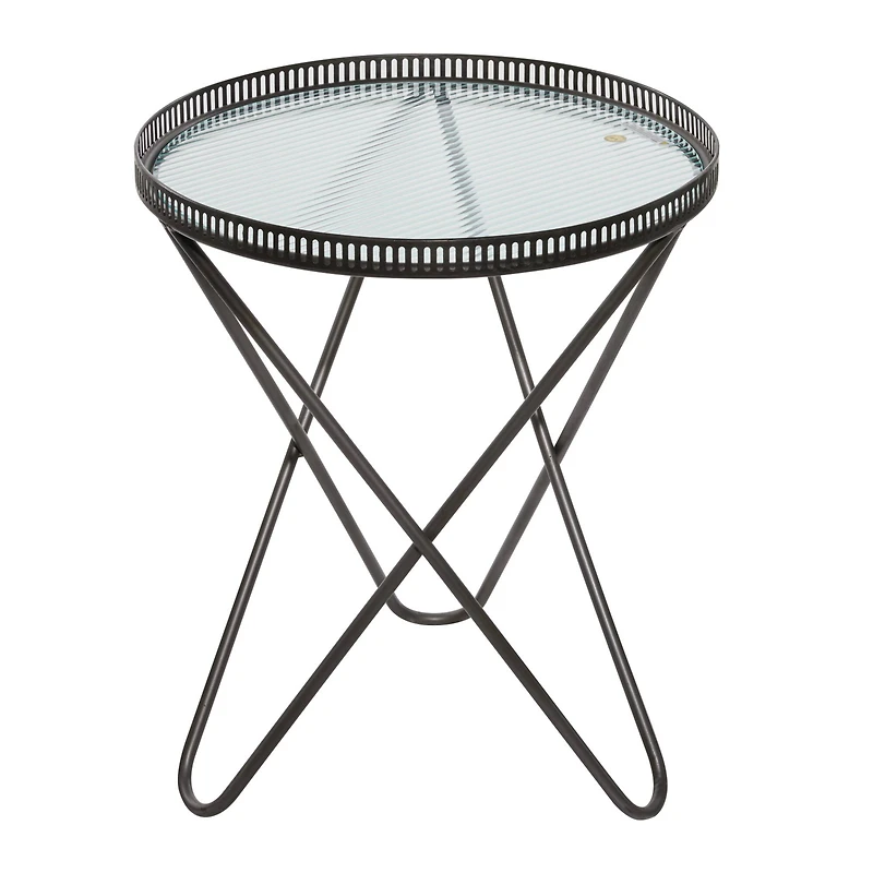 Gray Round Metal Industrial Accent Table Set