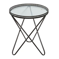 Gray Round Metal Industrial Accent Table Set