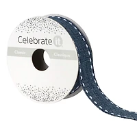 7/8'' x 2 yd. Demi Blue Stitch Ribbon by Celebrate It®