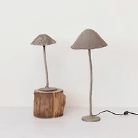 Hello Honey® 30.5" Gray Handmade Paper Mache & Metal Mushroom Table Lamp