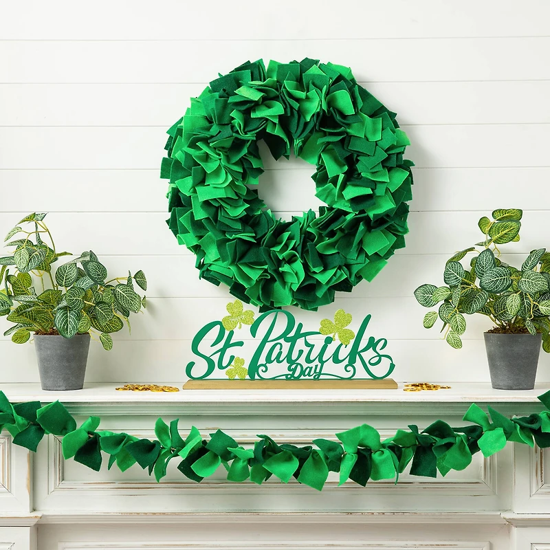 Glitzhome® 19.5" St. Patrick's Day Felt Wreath