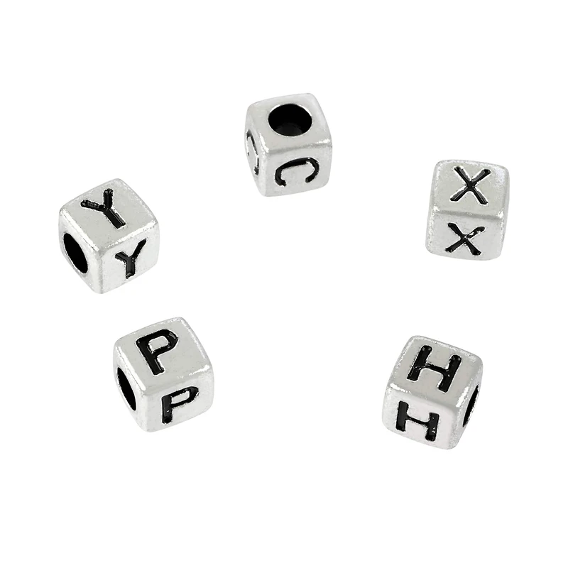 Silver Alphabet Cube Crafting Beads, 6mm by Bead Landing™