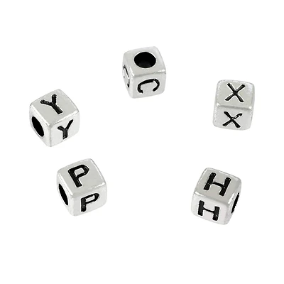 Silver Alphabet Cube Crafting Beads, 6mm by Bead Landing™