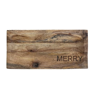 Hello Honey® 12" Merry Engraved Mango Wood Cheese Cutting Board
