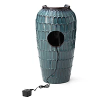 Glitzhome® 28.25" LED Petals Textured Ceramic Jar Outdoor Floor Fountain