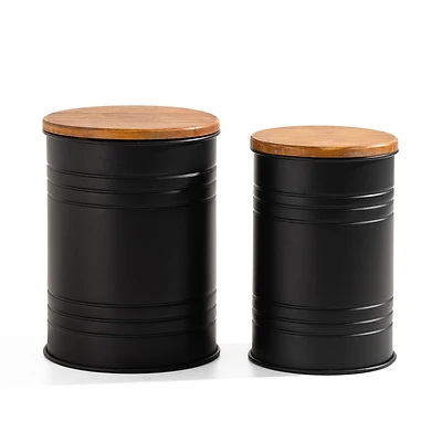 Glitzhome® Modern Black Metal Storage Accent Table Set