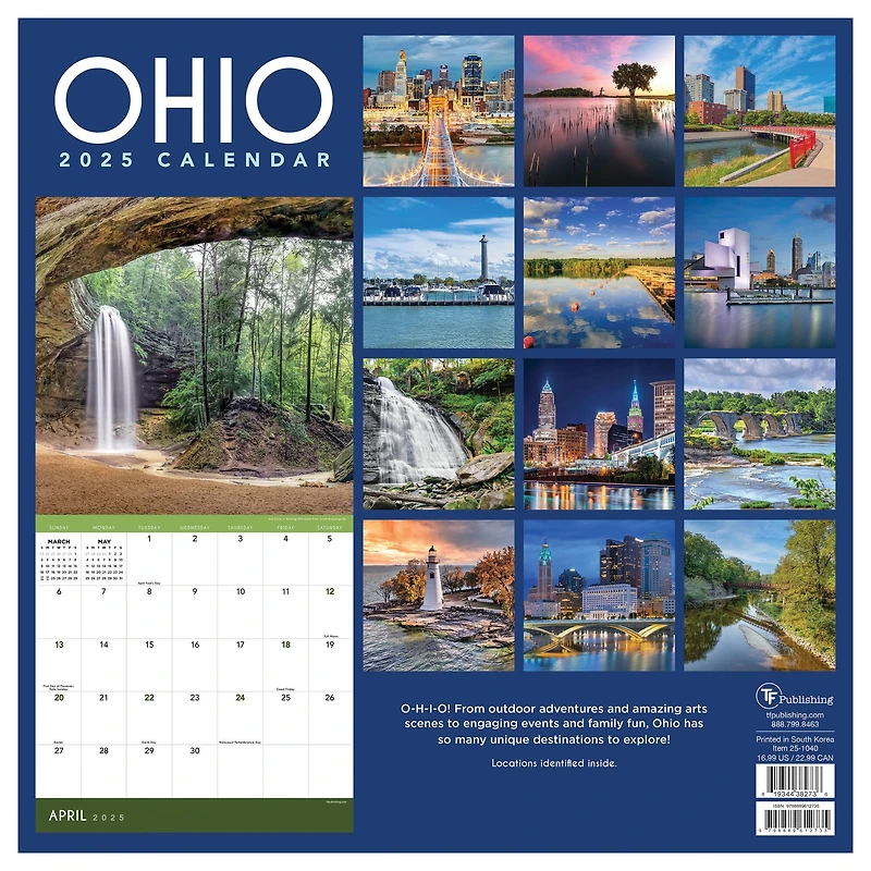 TF Publishing 2025 Ohio Wall Calendar