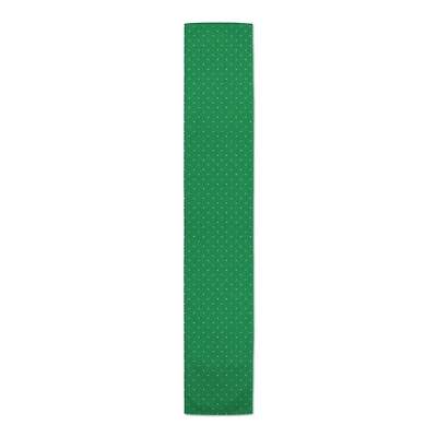 White Dots On Green Outdoor Table Runner