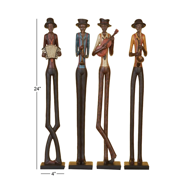 24" Eclectic Musician Sculpture Set