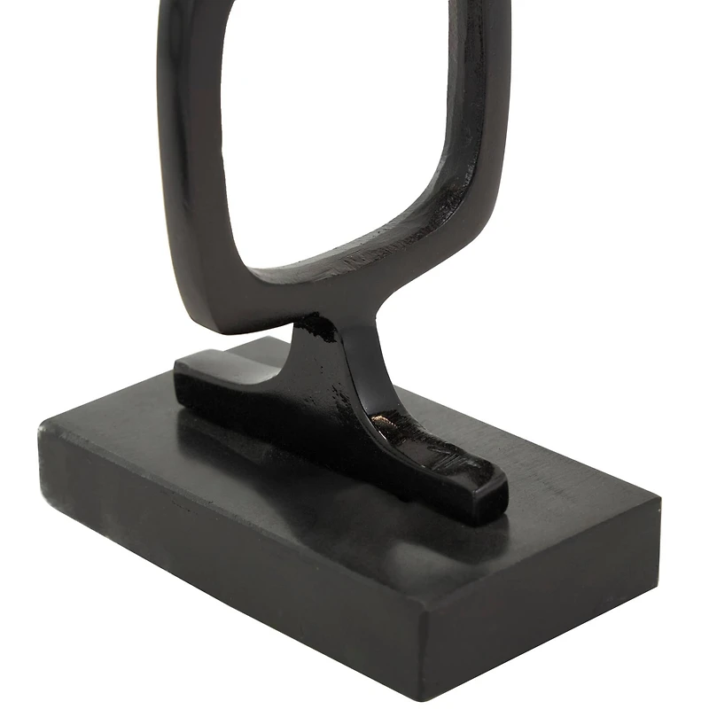 Aluminum Abstract Stacked Geometric Rings Sculpture with Marble Base Set