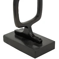 Aluminum Abstract Stacked Geometric Rings Sculpture with Marble Base Set