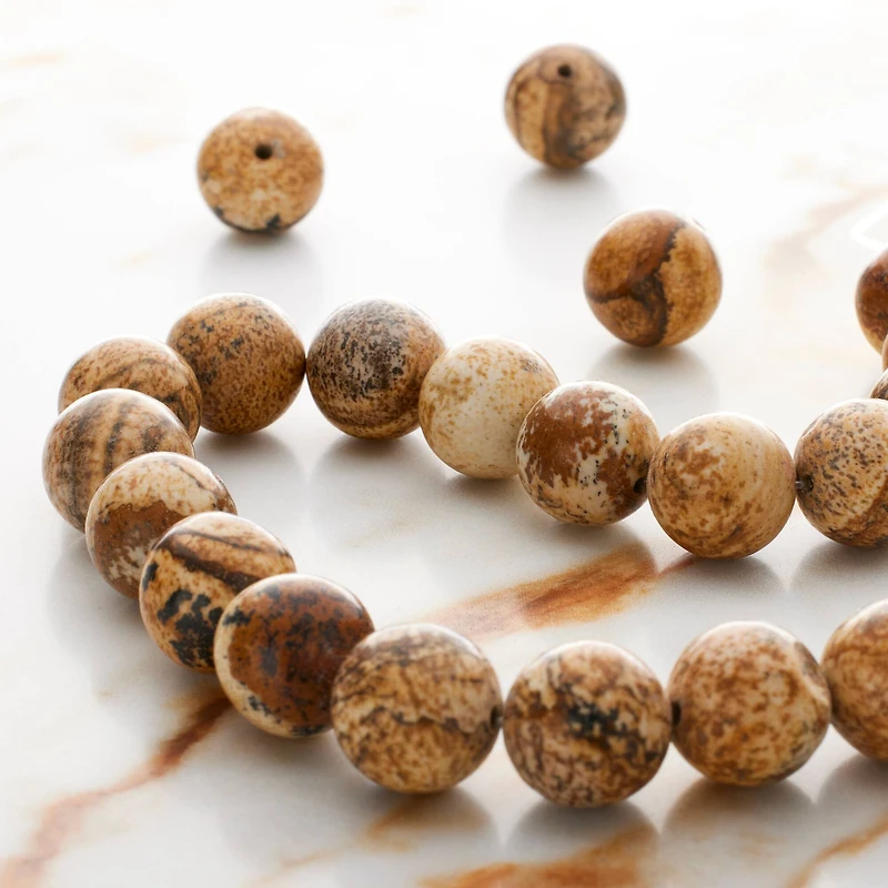 Brown Picture Jasper Round Beads by Bead Landing