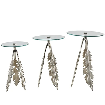 Silver Leaf Aluminum Metal Table Set