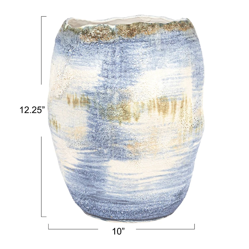 Hello Honey® 12.25" Azure Blue Stoneware Vase