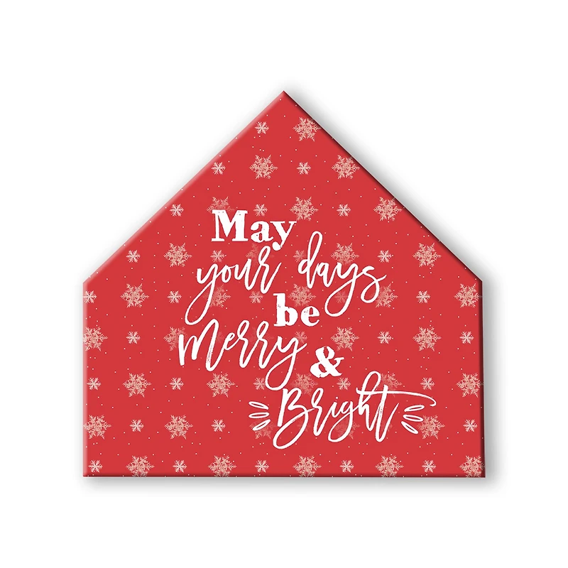Red Snowflake House Shaped Canvas Wall Art