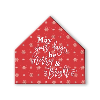 Red Snowflake House Shaped Canvas Wall Art