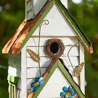 Glitzhome® 20" White & Green Distressed Wood 3-Story Villa Birdhouse
