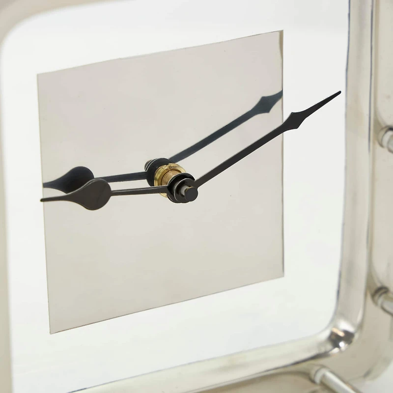 8" Silver Aluminum Geometric Dimensional Open Frame Clock