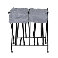 Honey Can Do Black/Gray Double Bounce Back Hamper with Wheels and Lid
