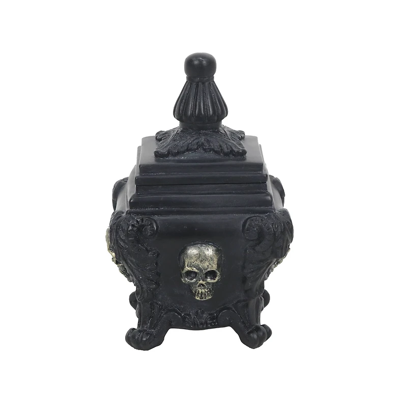 6.25" Black Ornate Skull Container with Lid by Ashland®