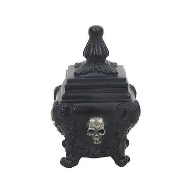 6.25" Black Ornate Skull Container with Lid by Ashland®